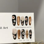 Press-On Nail Set Floral Design Glossy Finish Easy Removal
