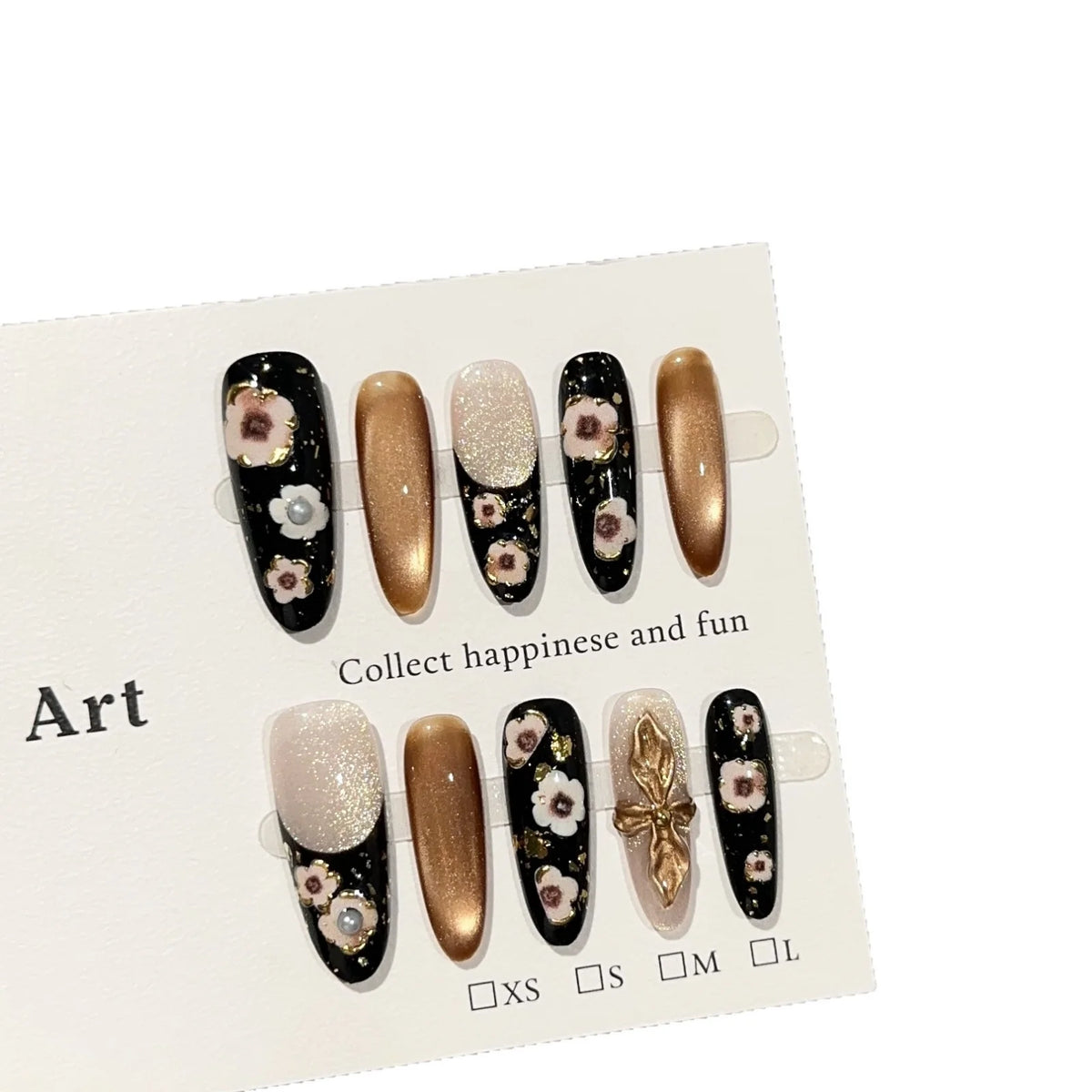 Press-On Nail Set Floral Design Glossy Finish Easy Removal