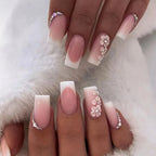 Press-On Nail Set Floral Design & Glossy Finish Reusable