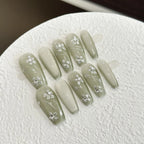 Press-On Nail Set Floral Design Glossy Multiple Sizes