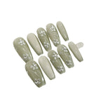 Press-On Nail Set Floral Design Glossy Multiple Sizes
