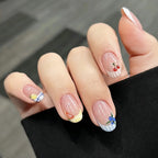 Press-On Nail Set Floral Design Glue-Free
