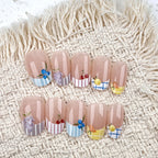 Press-On Nail Set Floral Design Glue-Free