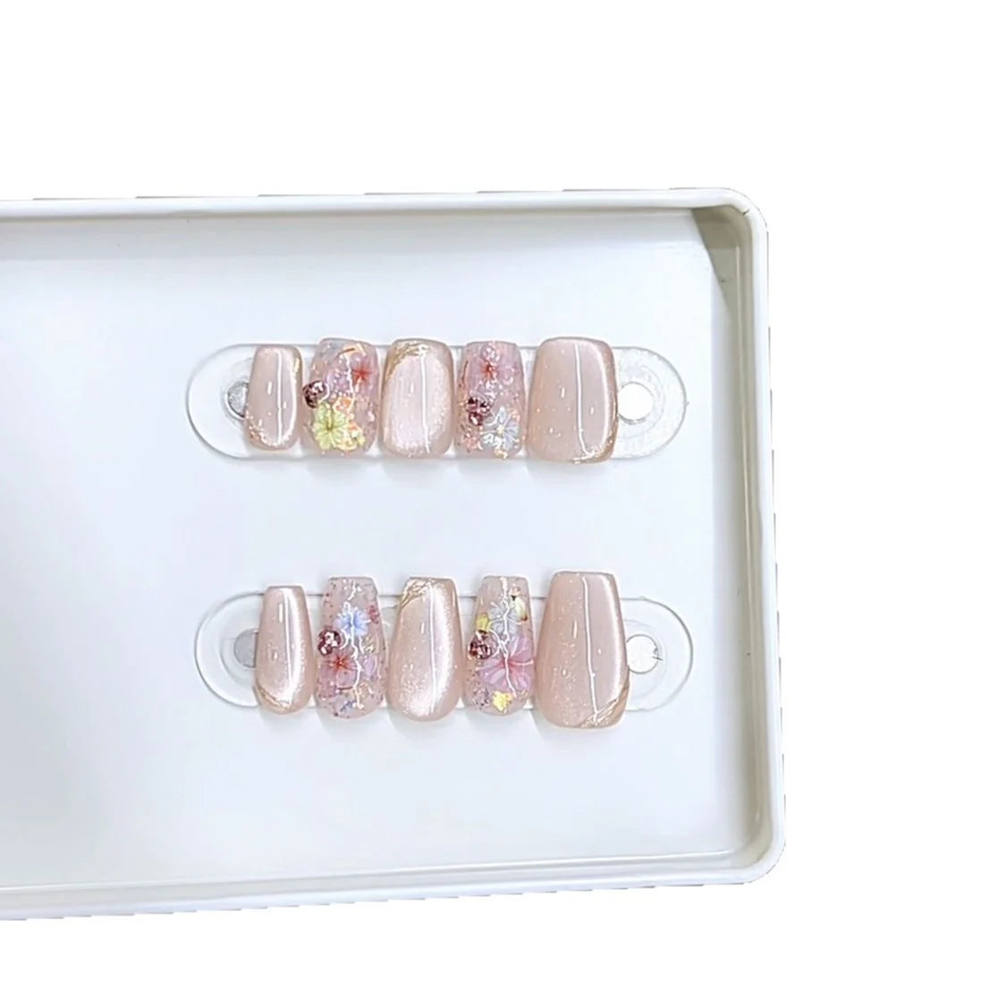 Press-On Nail Set Floral Design Glue-Free Comfortable Fit