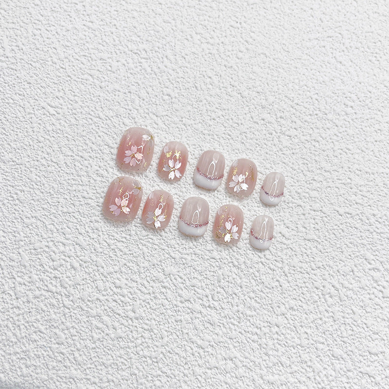 Press-On Nail Set Floral Design Glue-Free Ergonomic Fit