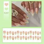 Press-On Nail Set Floral Design Glue-Free Long-Lasting
