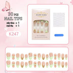 Press-On Nail Set Floral Design Glue-Free Long-Lasting