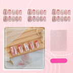 Press-On Nail Set Floral Design Glue-Free & Reusable