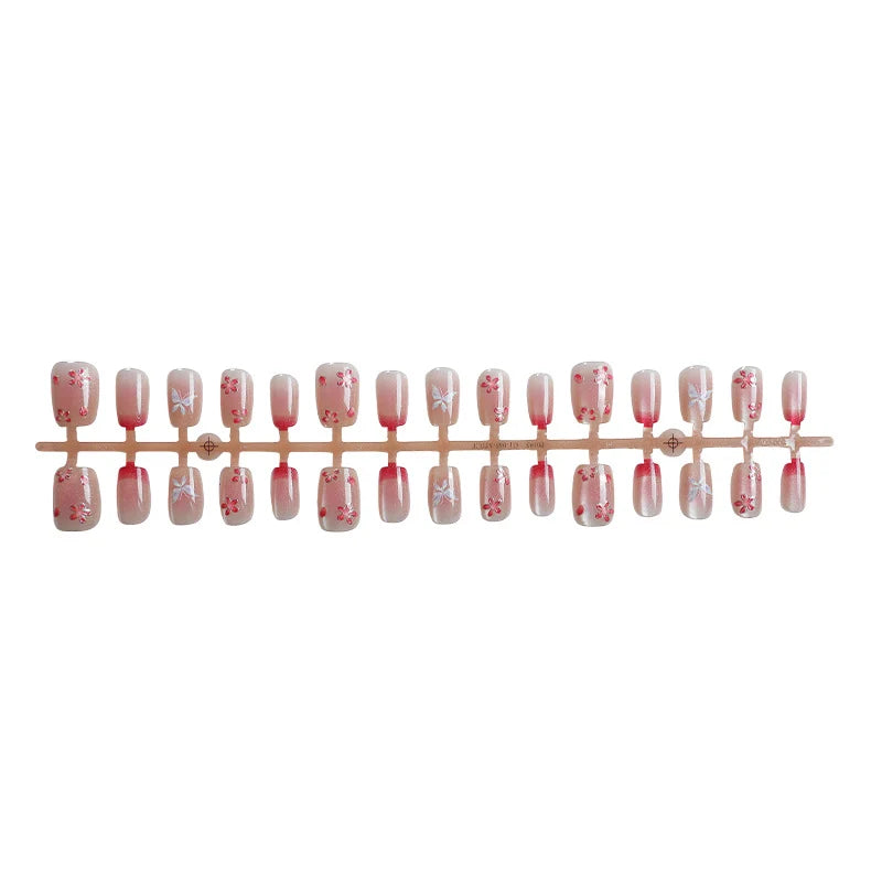 Press-On Nail Set Floral Design Glue-Free & Reusable