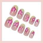 Press-On Nail Set Floral Design Glue & Instructions