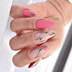 Press-On Nail Set Floral Design Glue-On Long-Lasting