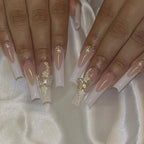 Press-On Nail Set Floral Design Glue-On Long-Lasting