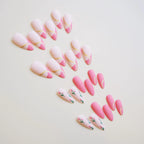 Press-On Nail Set Floral Design Glue-On Long-Lasting
