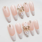 Press-On Nail Set Floral Design Glue-On Long-Lasting