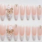 Press-On Nail Set Floral Design Glue-On Long-Lasting