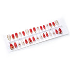 Press-On Nail Set Floral Design & Gold Accent Durable Chip-Resistant