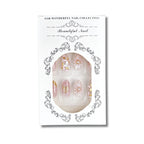 Press-On Nail Set Floral Design Gold Accents Peel-And-Stick