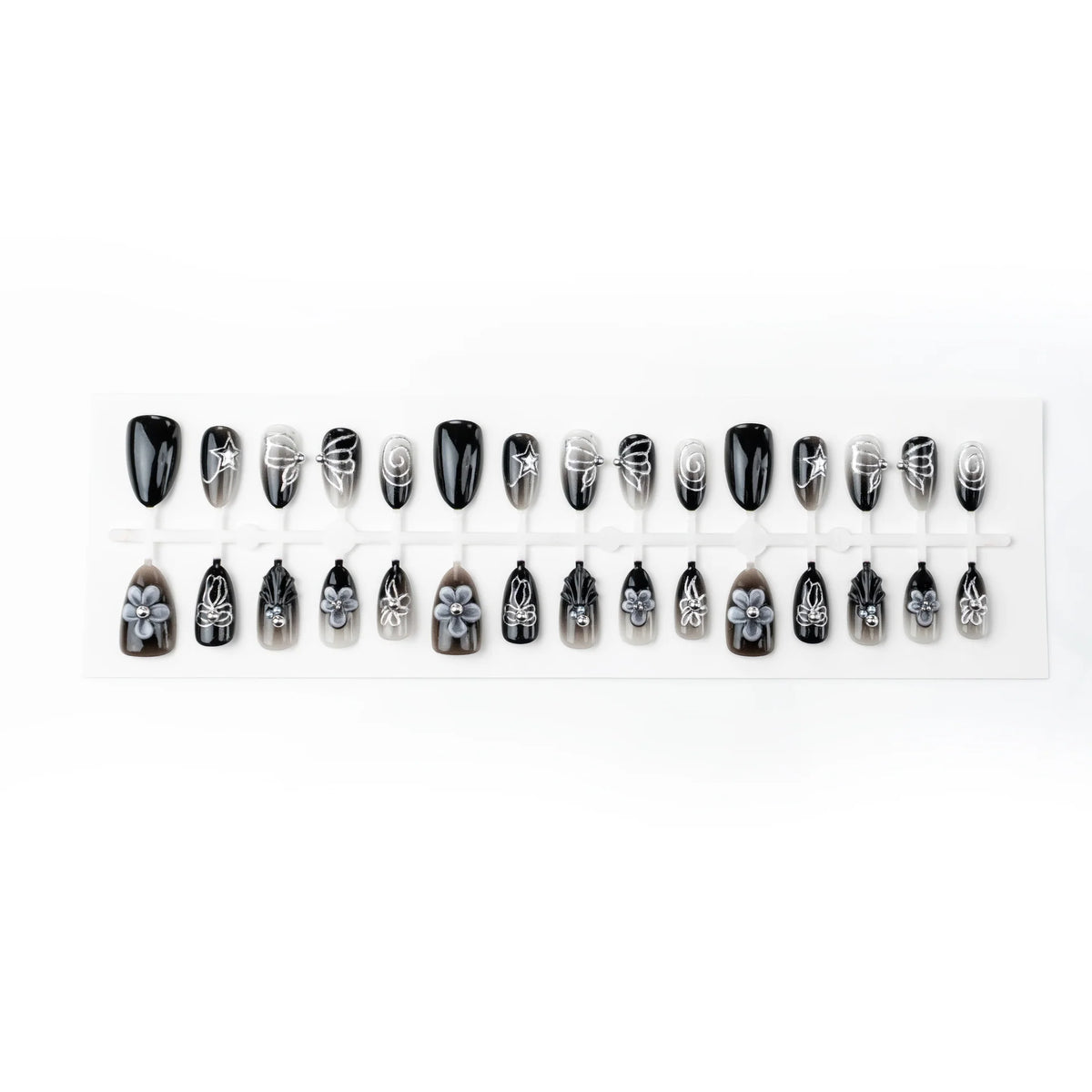 Press-On Nail Set Floral Design High-Gloss Easy Application