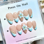 Press-On Nail Set Floral Design Includes Glue