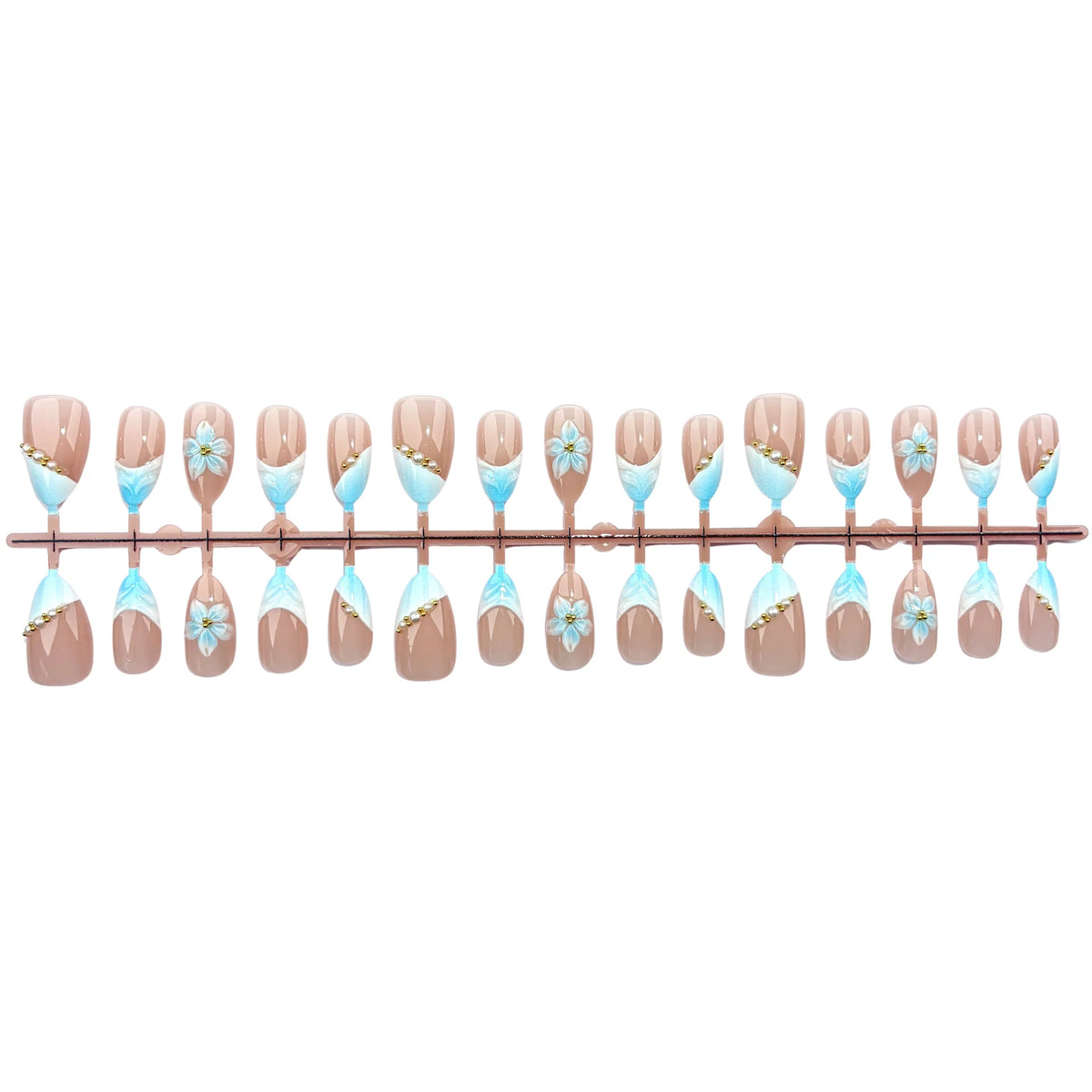 Press-On Nail Set Floral Design Includes Glue