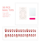 Press-On Nail Set Floral Design Includes Glue & File