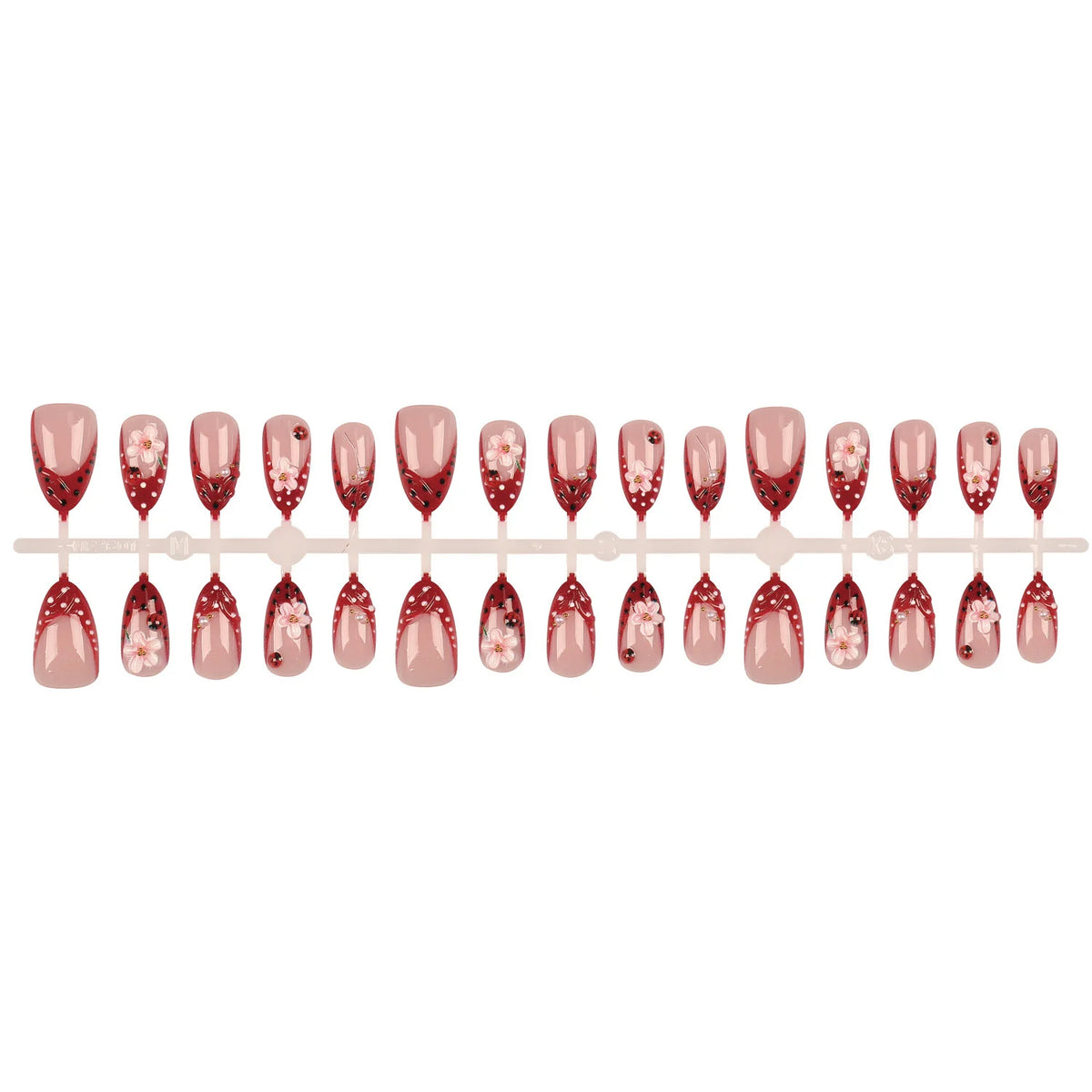 Press-On Nail Set Floral Design Includes Glue & File
