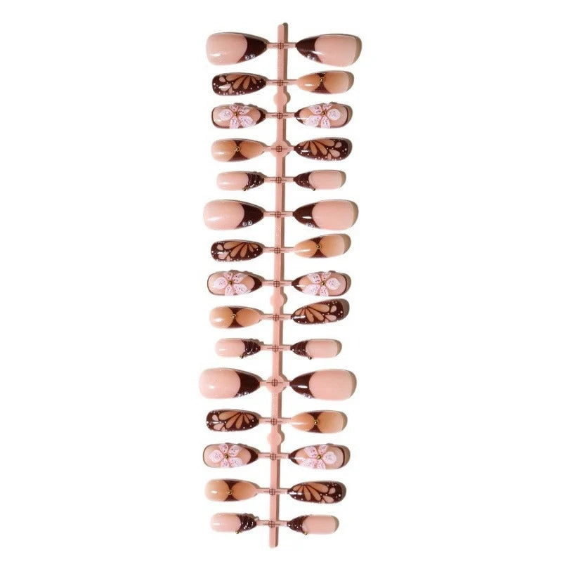 Press-On Nail Set Floral Design Includes Kit