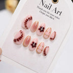 Press-On Nail Set Floral Design Jelly Gel