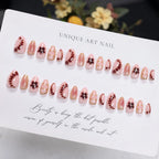 Press-On Nail Set Floral Design Jelly Gel