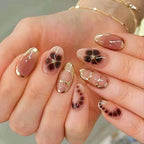 Press-On Nail Set Floral Design Jelly Gel