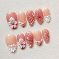 Press-On Nail Set Floral Design Lightweight Easy Application