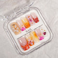 Press-On Nail Set Floral Design Long-Lasting Carrying Case