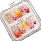 Press-On Nail Set Floral Design Long-Lasting Carrying Case