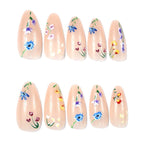 Press-On Nail Set Floral Design Long-Lasting Gloss