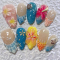 Press-On Nail Set Floral Design Long-Lasting Wear