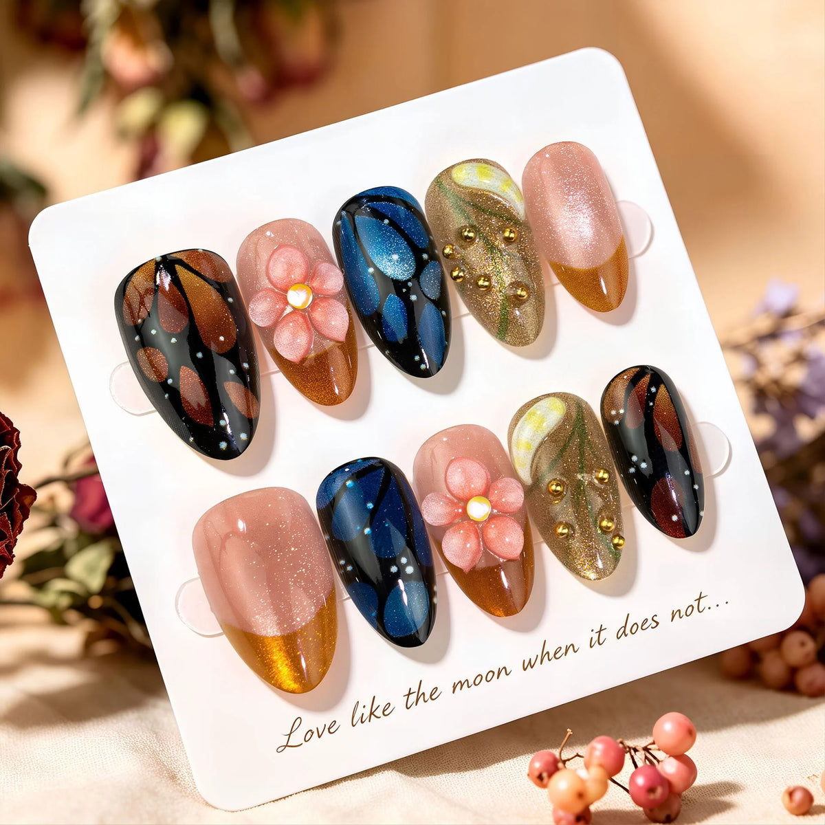 Press-On Nail Set Floral Design & Long-Lasting Wear