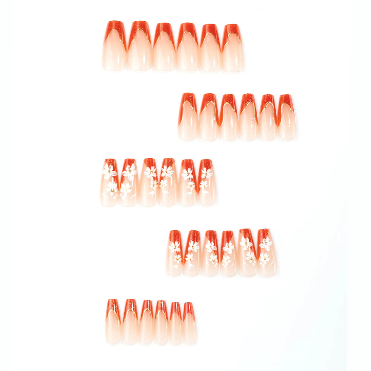 Press-On Nail Set Floral Design & Long-Lasting Wear