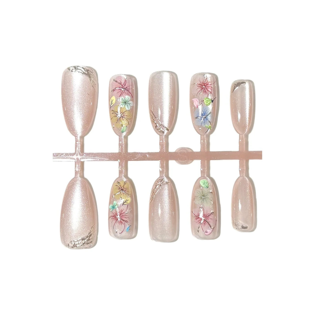 Press-On Nail Set Floral Design & Long-Lasting Wear