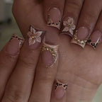 Press-On Nail Set Floral Design Multiple Sizes Easy Application