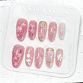 Press-On Nail Set Floral Design Multiple Sizes Easy Application