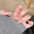 Press-On Nail Set Floral Design No Glue