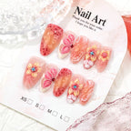 Press-On Nail Set Floral Design No Glue