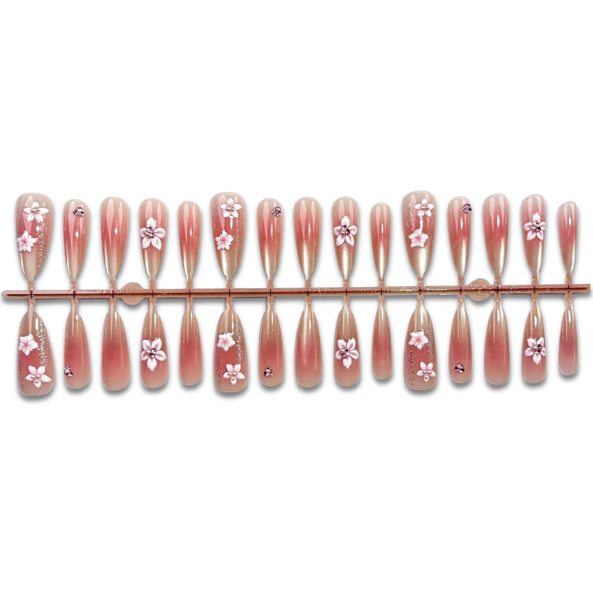 Press-On Nail Set Floral Design No Glue