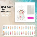 Press-On Nail Set Floral Design No Glue 30-Piece