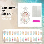 Press-On Nail Set Floral Design No Glue 30-Piece
