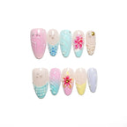 Press-On Nail Set Floral Design No Glue 30-Piece