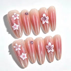 Press-On Nail Set Floral Design No Glue