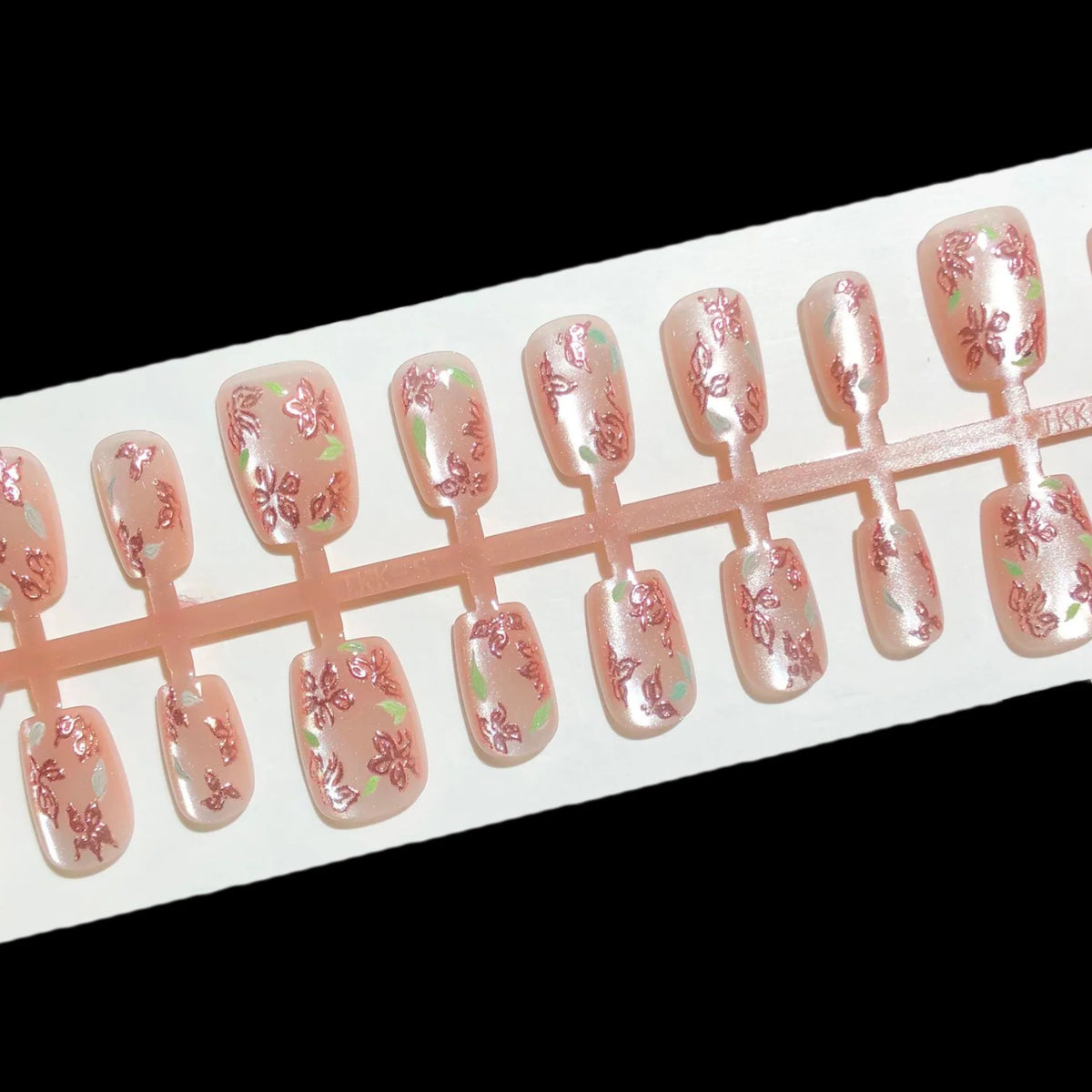Press-On Nail Set Floral Design No Glue Long-Lasting
