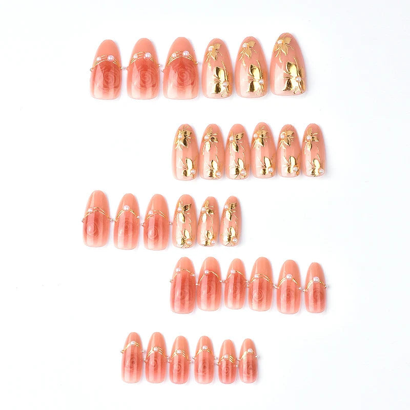 Press-On Nail Set Floral Design No Glue Multi-Size