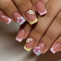 Press-On Nail Set Floral Design No Glue Natural Fit